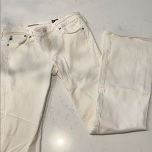 cream flare jeans